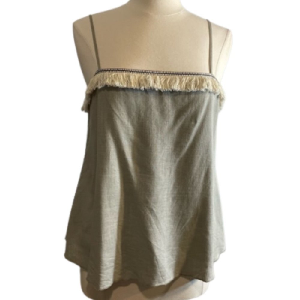 Lost in Lunar Linen Blend Tank/Cami with Fringe Size Medium